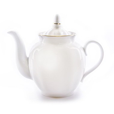Чайник заварочный 900мл фарфор белый отводка золотом Гранат