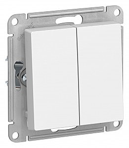 Выключатель мех.алюм. AtlasDesign СУ 2 вкл. (пл.осн.) ATN000151 бел.