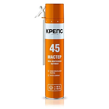 Пена монтажная бытовая КРЕПС Мастер 45 (всесезонная), 570 мл