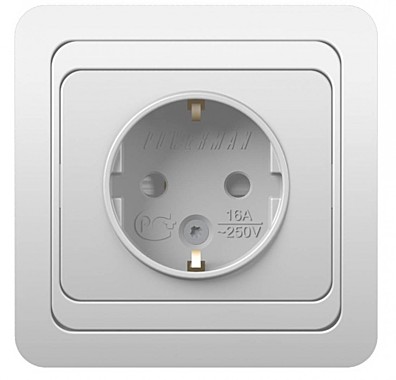 Розетка с заземлением скрытая со шторками 16А белая 1181695 Powerman