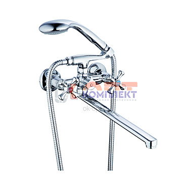 Смеситель G.Lauf для ванны с плоск пов. изливом, кер. (1/2) 180°, двухпозиц. Карт. перекл.QST7-A827