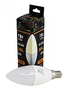 ВАШЕ СИЯТЕЛЬСТВО лампа св/д свеча C37 E14 7W(580lm) 2700K 2K 110x37 матов