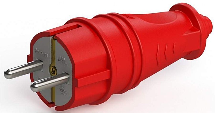 Вилка прямая 2Р+2РЕ красная 16А IP44 NE-AD