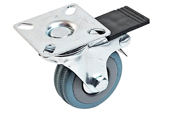 Колесо мебельное со стопором FIT диам 50 резиновое (цв.синий,серый)