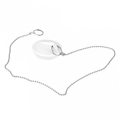 Пробка для ванной д4,3см, h2,5см, резина, с цепочкой 50см, белый