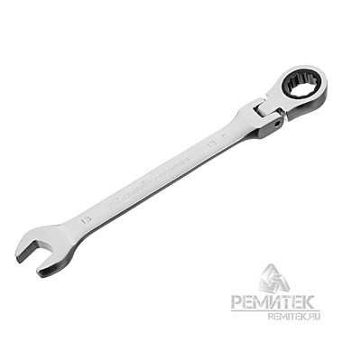 Комбинированный гаечный ключ 13мм, трещотка, CrV, шарнирный, зерк.хром, MATRIX 14865