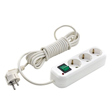 Фильтр сетевой 3 розетки, ПВС 3х1 мм², 16А, с/з, 5м