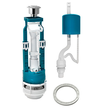 арматура д/бачка ниж. подвод клапан противодавл., кноп. 1- режим. слив, хром СБ1-НпрНРФ-А-В Инкоэр