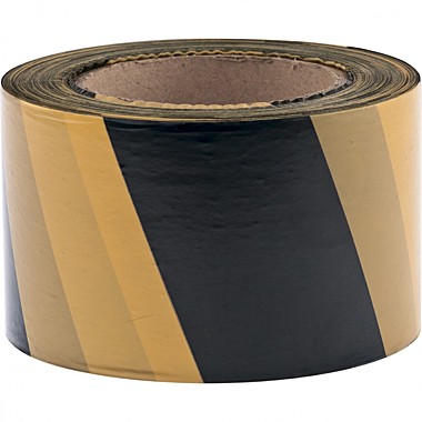 Лента сигнальная, 75 мм х 200 м черно-желтая Россия// Сибртех 