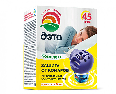 Комплект ДЭТА жидкость от комаров 45н+фумигатор