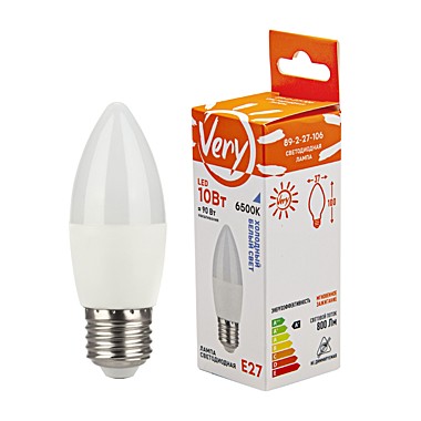 Лампа светодиодная свеча CN, 10Вт, 6500К, E27