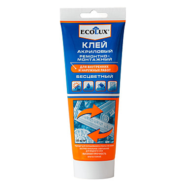 Клей акриловый ремонтно-монтажный Ecolux, 200 мл, прозрачный