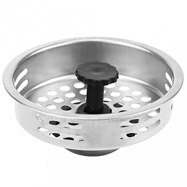 Пробка-сетка для раковины из нержавеющей стали д8см h3,5см, с ручкой 