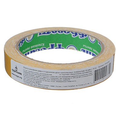 Клейкая лента 19 мм, двухсторонняя, основа тканевая, 10 м, Фрегат