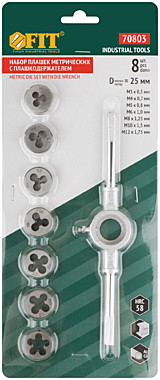 Набор плашек М12 легированная сталь (8шт.) FIT