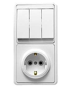 Блок комбинированный Бэлла 1роз.+3кл.выкл.белый Кунцево