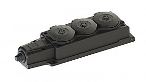 NE-AD колодка ОУ тройная 3гн. с загл. каучук 2P+PE 1x16A 220-240V IP54 черн. 4103 (Турция)