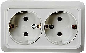 ASD/InHome BOLLETO роз. ОУ 2 мест. 16А бел. (земля, пласт. осн.)