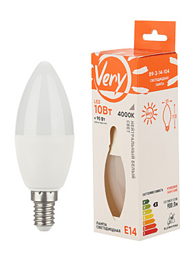 Лампа светодиодная свеча CN, 10Вт, 4000К, E14