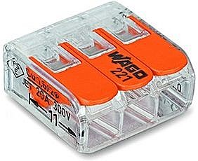 WAGO соед. клемма СМК 221-412 3-провод. рычаги 32А/450В/0,2-4мм 3х(0,2-4мм2)