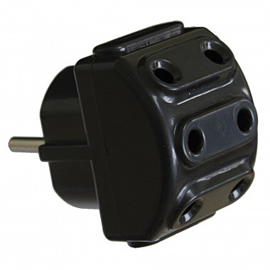 Разветвитель 5 гнезд 10А 250В б/з, черный AY-KA 