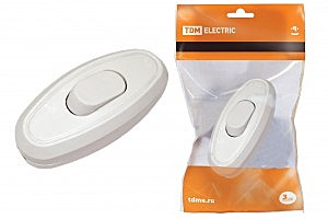 Выкл. д/бра шнур 6А 250В белый TDM