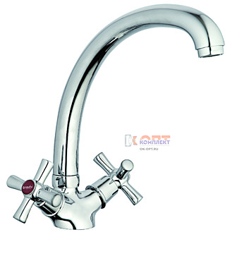 Смеситель G.Lauf для кух. мойки с пов. изливом, кер. (1/2) 180°, шпилька QMT4-C722