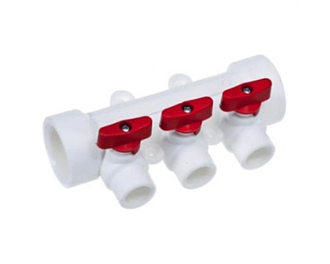 Коллектор с шаровыми кранами 40-20 (3 вых) PRO AQUA