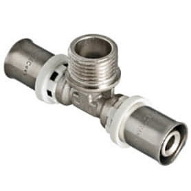 Тройник пресс с переходом на наружную резьбу 26х1/2х26