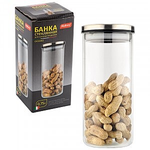 Банка д/сыпучих продуктов Mallony OCEANO, 0,75л, с крышкой стекло 