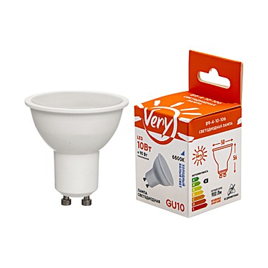 Лампа светодиодная 10Вт, 6500К, GU10