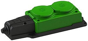 NE-AD колодка ОУ двойная 2 гн. с загл. каучук 2P+PE 1x16A Зеленый