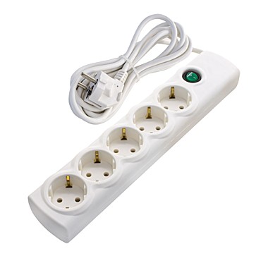 Удлинитель с сетевым фильтром 5 розеток ПВС 3х1мм², 16А, с/з, с выкл., 5м