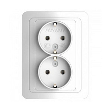 Розетка Pawerman Classic 2-мест. С/П С/З белая 2128 1151427