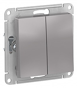 Выключатель мех.алюм. AtlasDesign СУ 2 кл. (пл.осн.) ATN-000351алюм.