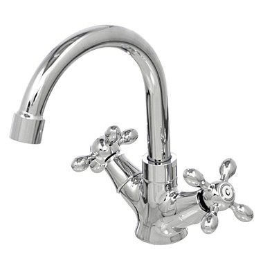 Смеситель латунь,двухвентильный, для кухни, шпилька, латун. кран-букса, D750-356