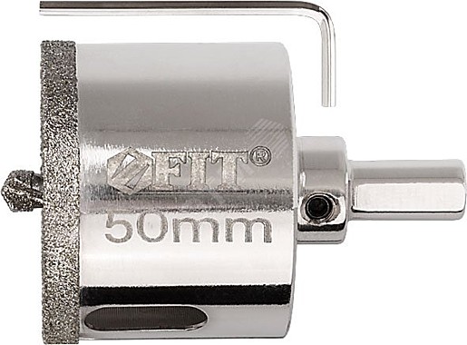 Коронка кольцевая по керамограниту, камню и кафелю алмазная с центровочным сверлом 40х67 мм