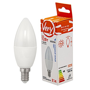 Лампа светодиодная свеча CN, 12Вт, 6500К, E14