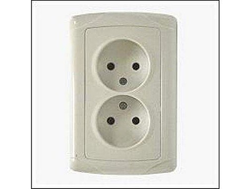 Розетка двухместная,б/заземления БЕЛАЯ (FORZA Кристалл) 904-042