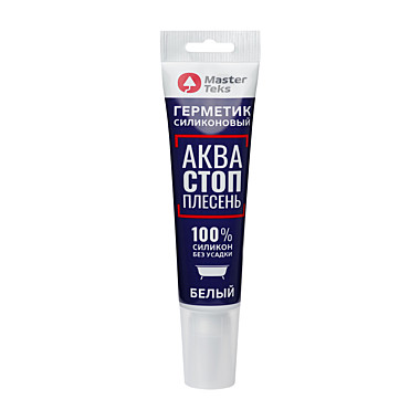 Силиконовый санитарный герметик MasterTeks Profimaster АкваСТОПплесень, 80 мл, белый