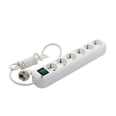 Фильтр сетевой 6 розеток, ПВС 3х1 мм², 16А, с/з, 2м