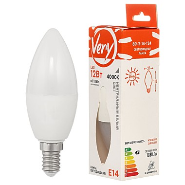 Лампа светодиодная свеча CN, 12Вт, 4000К, E14