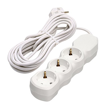 Удлинитель сетевой 3 розетки ПВС 3х0,75мм², 10А, с/з, 5м