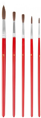Кисть художественная №2 красная ручка 1 шт.