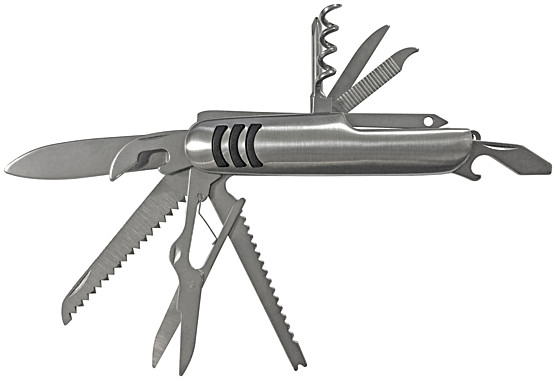 Нож складной, нерж. сталь, 12 функций