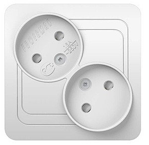 POWERMAN Розетка 2м 2P защ.шт белая диагональная